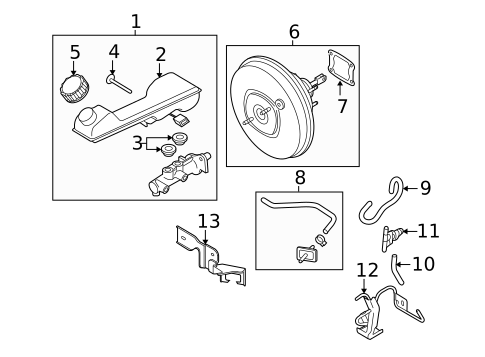 Master Cylinder - Components On Dash Panel for 2013 Mazda CX-9 #0