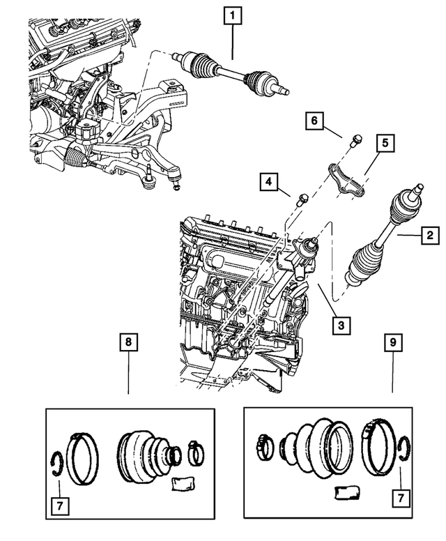 R4578601AA - Front Suspension &amp; Drive: Axle Half Shaft, Left, Remanufactured for Mopar Image
