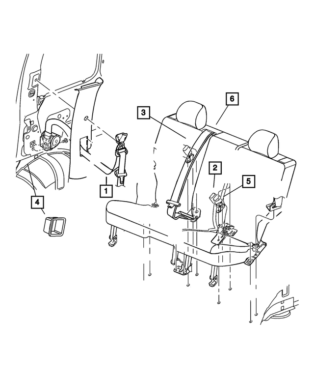 5KJ71XDVAG - : Rear Outer Seat Belt, Left for Mopar Image