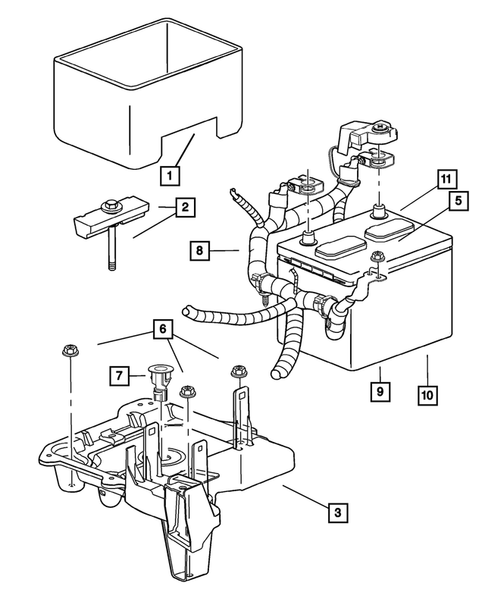 Battery Tray and Cables for 2002 Jeep Liberty #0