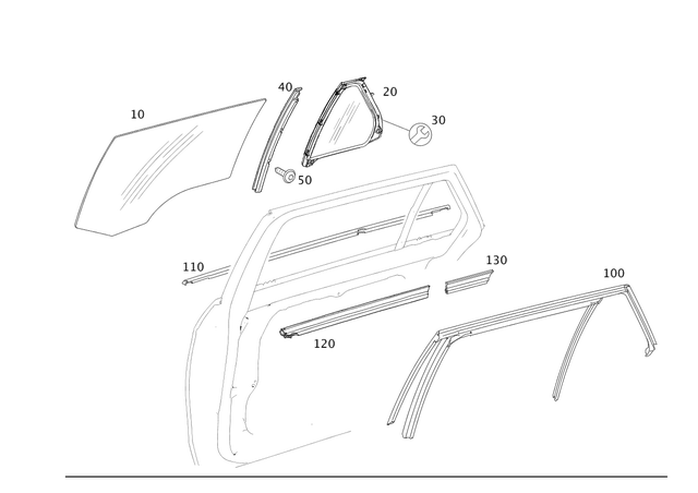 2127301620 - Rear Doors: Glass Pane for Mercedes-Benz: E350, E63 AMG, E63 AMG S Image image