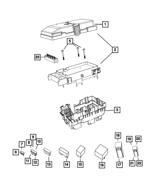 Power Distribution Center, Fuse Block, Junction Block, Relays and Fuses for 2014 Jeep Cherokee #0