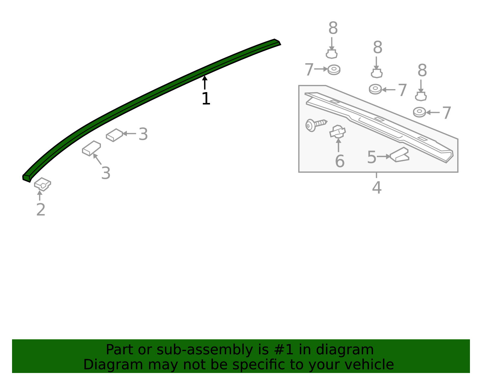 74306-T6Z-306 - Molding Kit Roof - 2017-2019 Honda Ridgeline