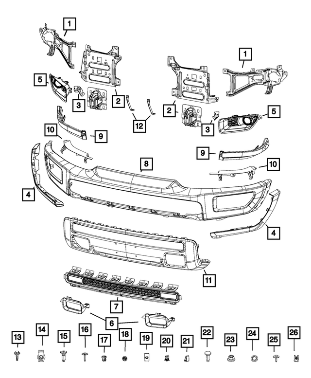 68271501AC - Frame, Bumper and Fascia: Bumper Bracket Kit for Mopar Image