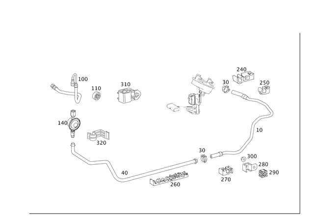 2114701424 - Fuel System: Fuel Line for Mercedes-Benz: CLS500, CLS550, E320, E500 Image image