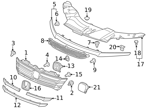 Grille & Components for 2018 Honda Pilot #0