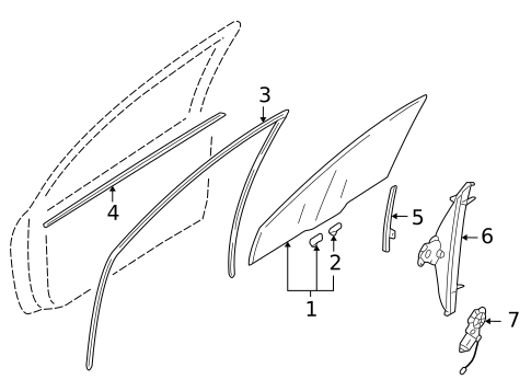 Glass - Front Door for 2007 Mitsubishi Outlander #0