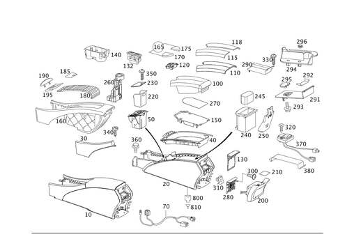 Housing with Tray, Armrest, and Ashtray for 2006 Mercedes-Benz E320 #0
