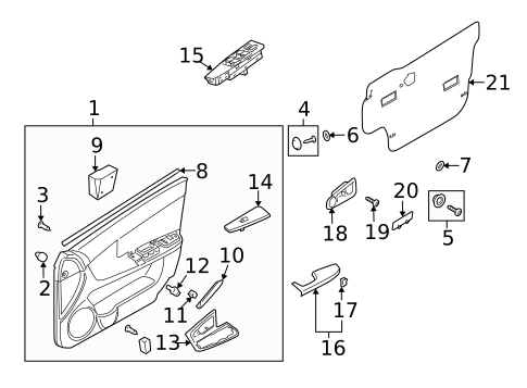 Interior Trim - Front Door for 2009 Kia Spectra5 #0