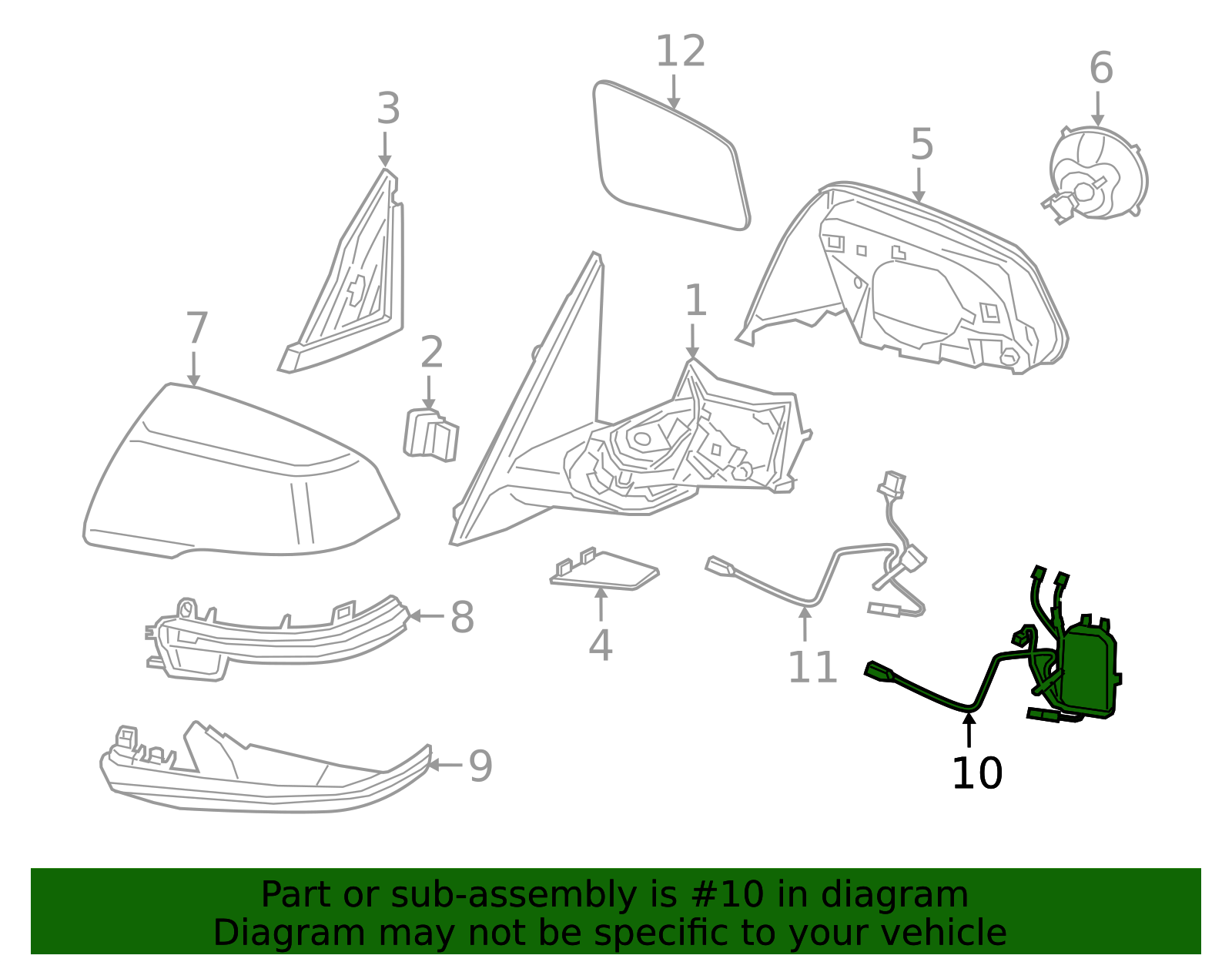 67137478770 - 2016-2018 BMW X1 Mirror Electronics, right (67-13-7
