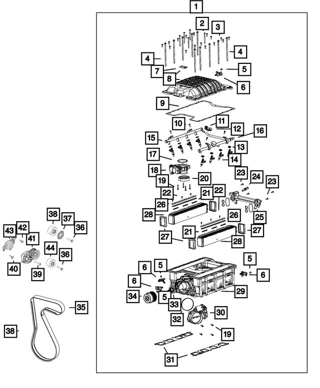 6510669AA - Engine: Hex Flange Head Bolt, Mounting for Mopar Image
