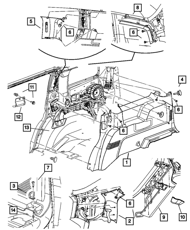 5KT60XDBAC - Interior Trim: Quarter Trim Panel, Right for Mopar Image