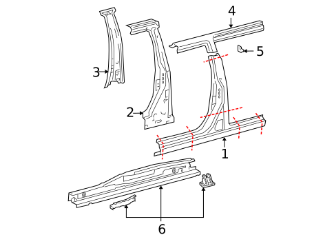 Center Pillar & Rocker for 2005 Toyota Sienna #0
