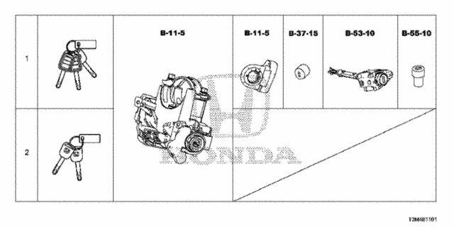 Key Cylinder Set for 2017 Honda Accord #0