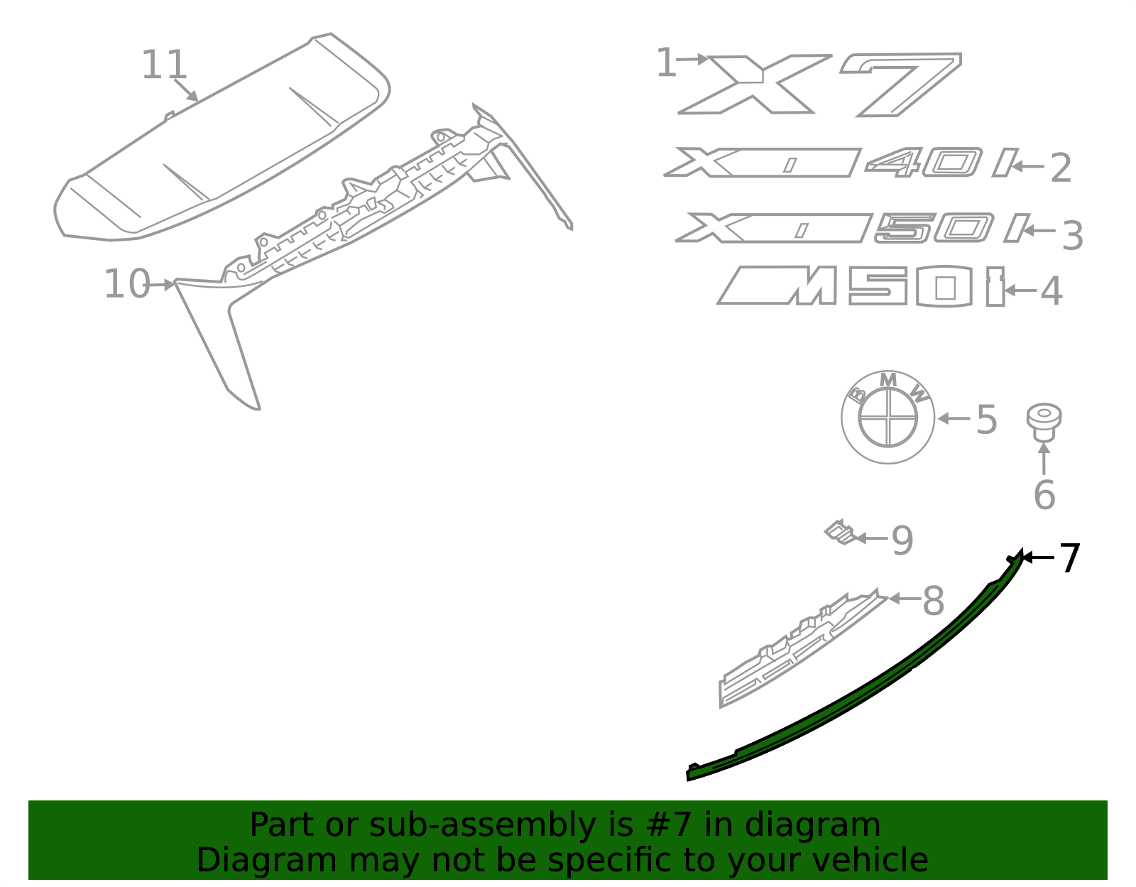 Genuine BMW 51-13-5-A59-DE0 | G07 X7 LCI9 Tailgate Trim Strip