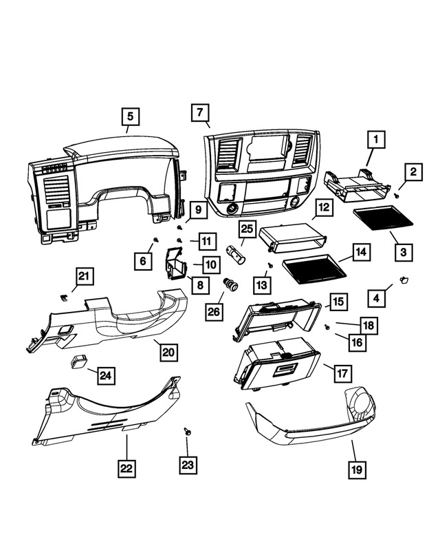 5KF68DX9AA - Interior Trim: Instrument Panel Bin for Mopar Image