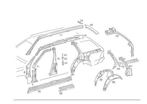 Side Panel and Roof Front Rail for 1990 Mercedes-Benz 300TE #0