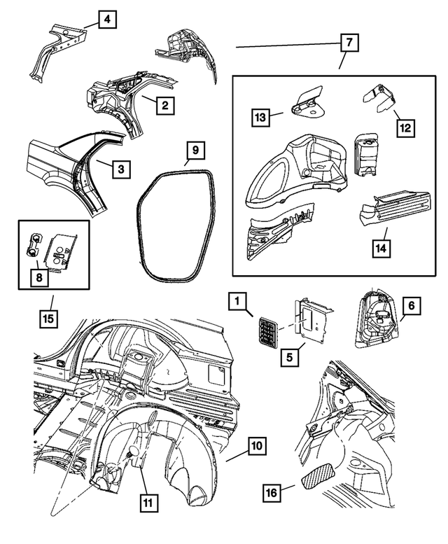 68034153AC - Body Sheet Metal Except Doors: Body Side Aperture Rear Panel, Left for Mopar Image
