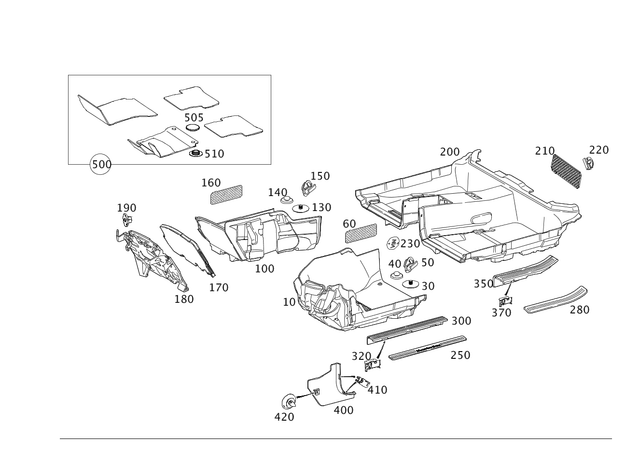 2046807140 - Trim: Front Floor Covering for Mercedes-Benz: C250, C300, C350 Image image