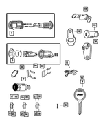 55235561 - Wiper/Lock Cylinder and Keys: Door Lock Cylinder Gasket for Mopar Image