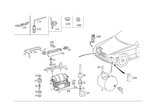 Compressor and Range of Lines for 2001 Mercedes-Benz S55 AMG #0