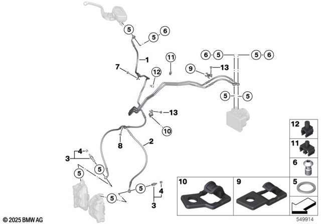 34329457573 - : Brake Line, Front Brake Circuit for BMW-Motorrad Image