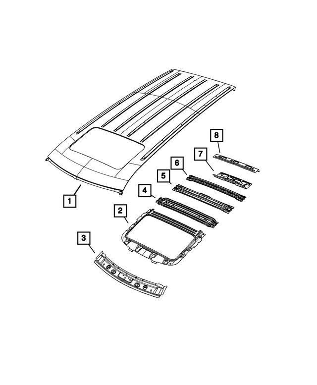 68361194AB - Body Sheet Metal Except Doors: Roof Panel for Mopar Image