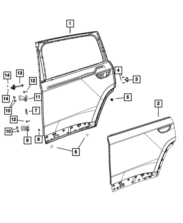 68578950AE - Doors, Door Mirrors and Related Parts: Rear Door, Right for Jeep: Wagoneer S Image