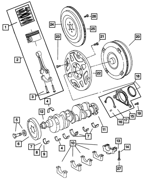 Crankshaft, Pistons and Torque Converter for 2007 Dodge Ram 3500 #1