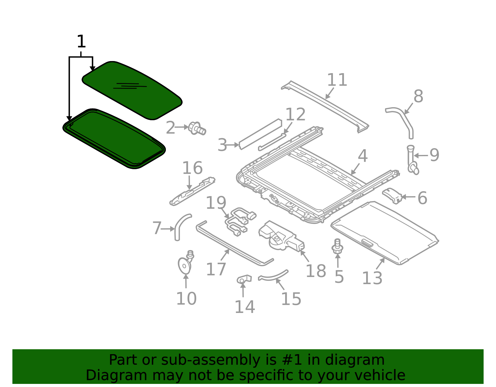 2010-2014 Subaru Outback Sunroof Glass 65430AJ01A | Subaru Online
