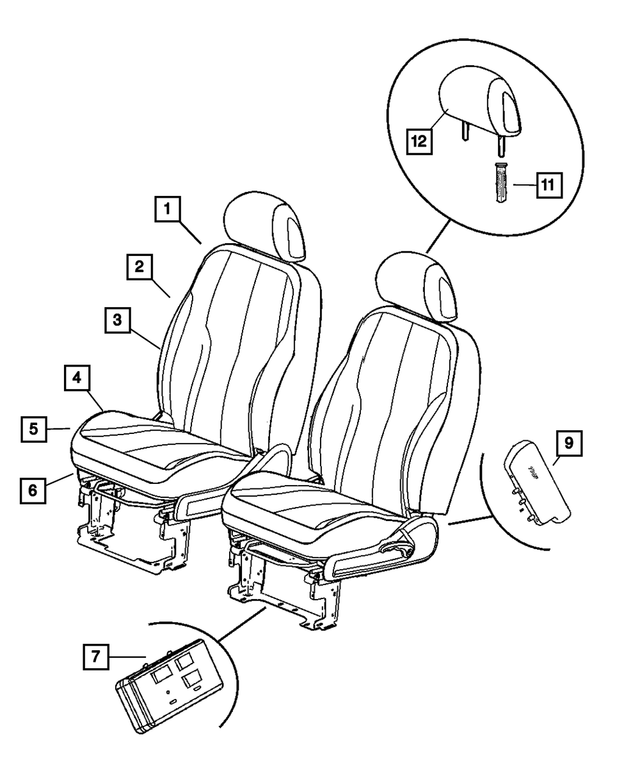 « 1DN98DK2AA – Interior Trim : Appui-tête Manchon, Cylindre Secondaire pour Mopar Image »