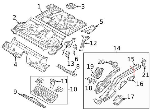 Rear Floor & Rails for 2022 Volkswagen Golf R #2