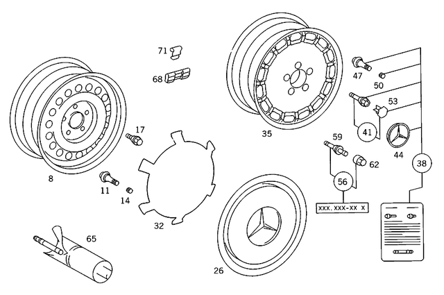1264000070 - Wheels: Clamping Bolt for Mercedes-Benz Image image
