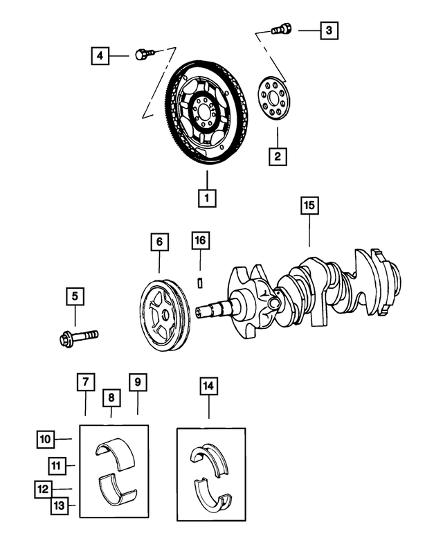 5003965AC - Engine 3.5L Six Cylinder: Crankshaft Bearing Package for Chrysler: 300, 300M, Concorde, Pacifica, Sebring | Dodge: Avenger, Challenger, Charger, Intrepid, Journey, Magnum Image
