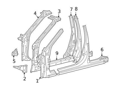 Center Pillar & Rocker for 1999 Toyota Camry #0