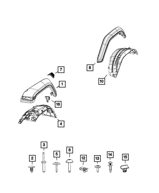 68585461AA - Exterior Ornamentation: Wheel Flare Molding, Left for Mopar Image