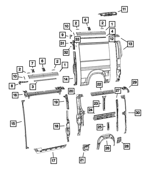 Aperture Panel and Pillar Supports for 2016 Ram ProMaster 1500 #1