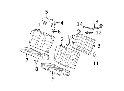 Rear Seat Components for 2012 Honda Accord #1