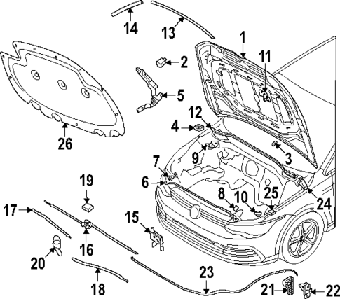 Hood & Components for 2024 Volkswagen Golf R #0