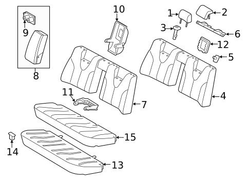 Rear Seat Components for 2011 Toyota Camry #3