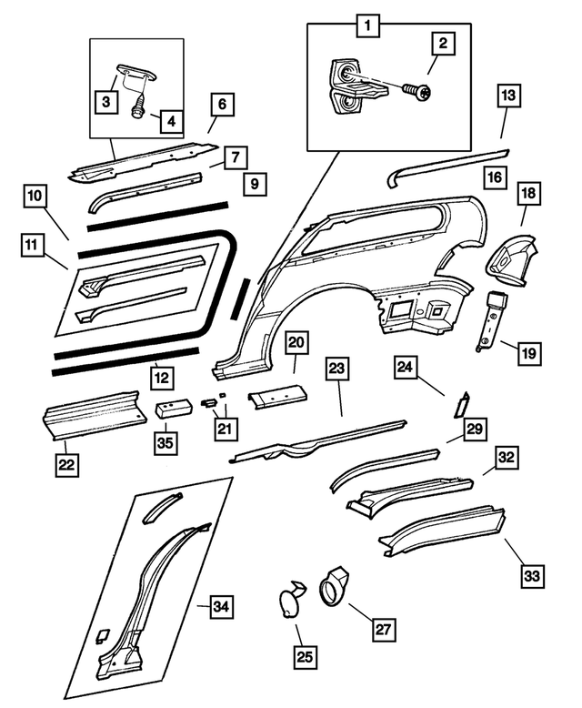 4675987AB - Body Sheet Metal Except Doors: Sliding Door Stop Striker for Mopar Image