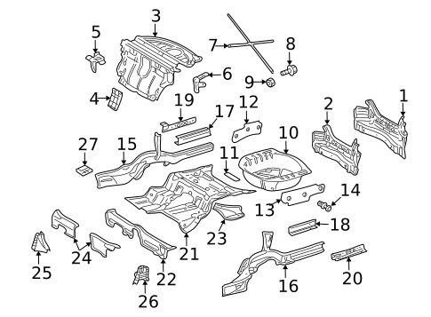 Rear Floor & Rails for 2001 Mercedes-Benz CL 55 AMG&reg; #0