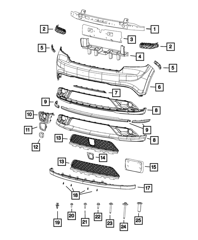 6PP35JSCAA - Frame, Bumper and Fascia: Front Upper Fascia for Mopar Image image
