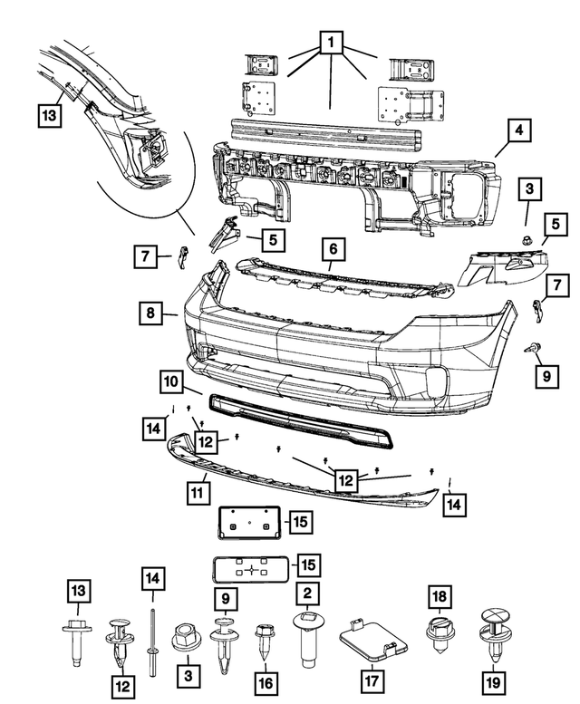 68003844AA - Frame, Bumper and Fascia: Push Pin for Mopar Image
