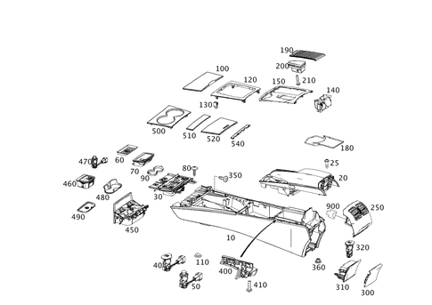 Housing with Tray, Armrest, and Ashtray for 2016 Mercedes-Benz E550 #0