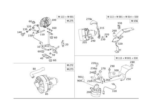 Air Pump, Water Pump and Detachable Body Components for 1999 Mercedes-Benz SL500 #0