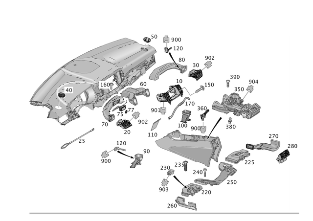 1668306101 - Heating and Ventilation: Air Vent for Mercedes-Benz: GL350, GL450, GL550, GL63 AMG, GLE300d, GLE350, GLE400, GLE43 AMG, GLE450 AMG, GLE550e, GLE63 AMG, GLE63 AMG S, GLS350d, GLS450, GLS550, GLS63 AMG, ML250, ML350, ML400, ML550, ML63 AMG Image image