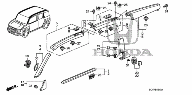 Molding - Roof Garnish for 2007 Honda Element #0