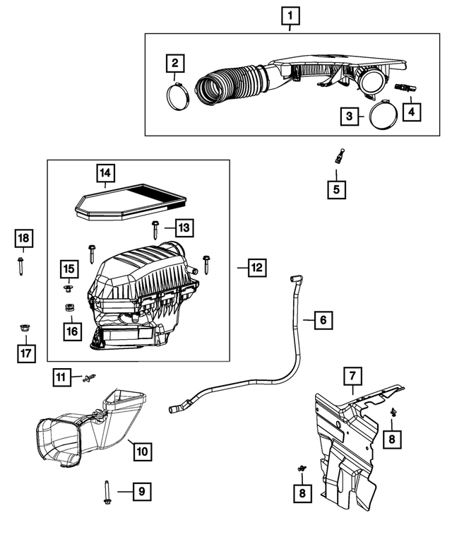 68413346AA - Fuel and Accelerator Pedal: Clean Air Duct for Mopar Image image
