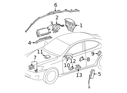 Air Bag Components for 2011 Lexus IS F #0